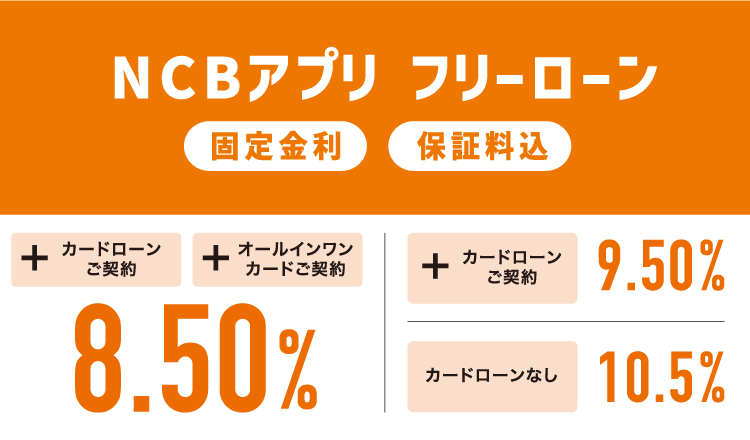 NCBアプリ フリーローン 最優遇金利8.5%