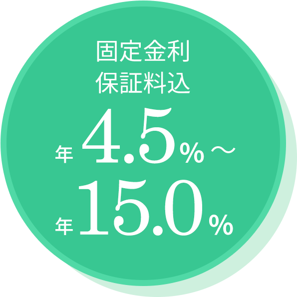 固定金利保証料込 年4.5%～年15.0%